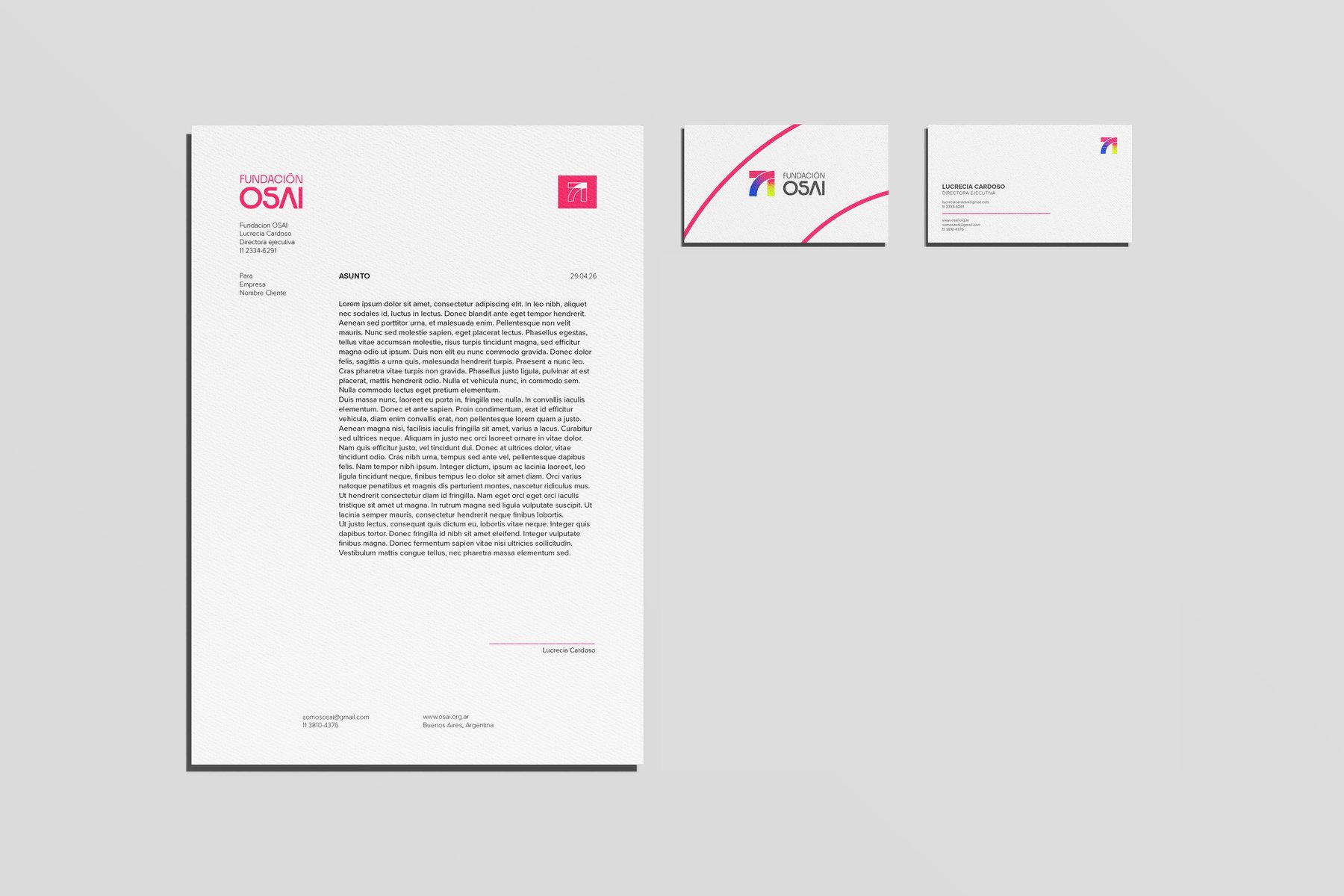 Conjunto de papelería Fundación OSAI